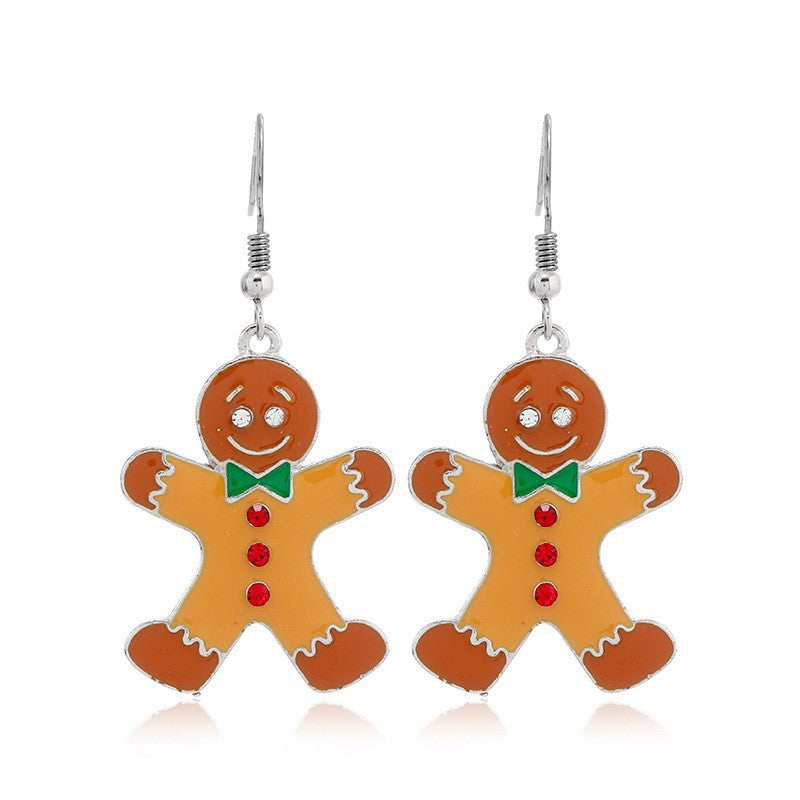 Wholesale Fashion Christmas Cute Cartoon Christmas Tree Bell Light Bulb Snowflake Alloy Earrings